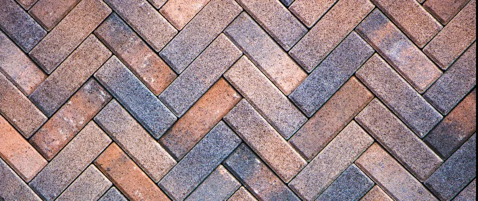 Brick pavers in a herringbone pattern in McKinney, TX.