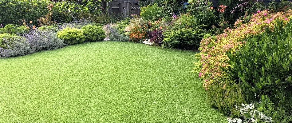 Artificial turf, shrubs, and flowers in McKinney, TX.