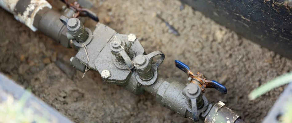 Irrigation backflow prevention device for a commercial irrigation system.