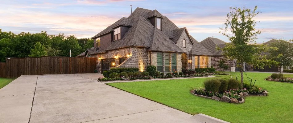 Healthy, green lawn in front of home in Plano, TX.